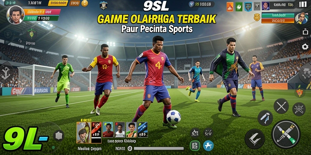 Screenshot gameplay <strong>9SL</strong> menunjukkan aksi olahraga yang mendebarkan.