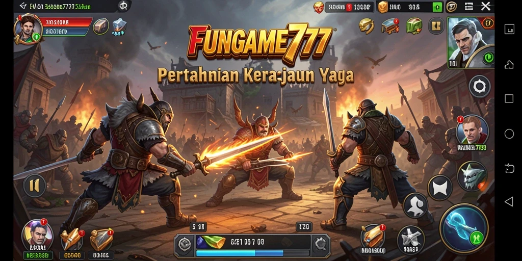Tampilan utama gameplay FUNGame777 yang menegangkan di Tower Defense.