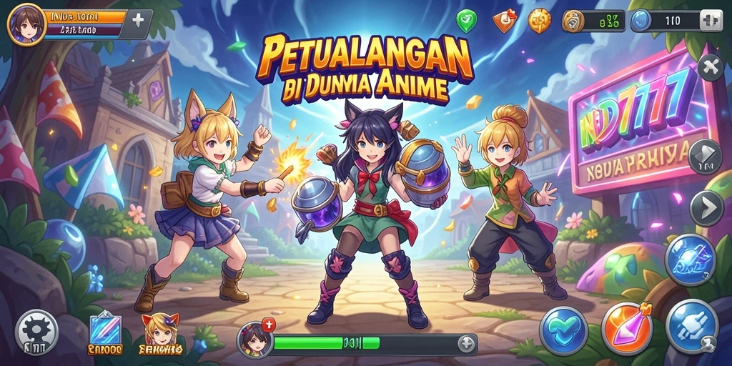 Tampilan gameplay seru dan karakter anime yang menggemaskan di INDO777.