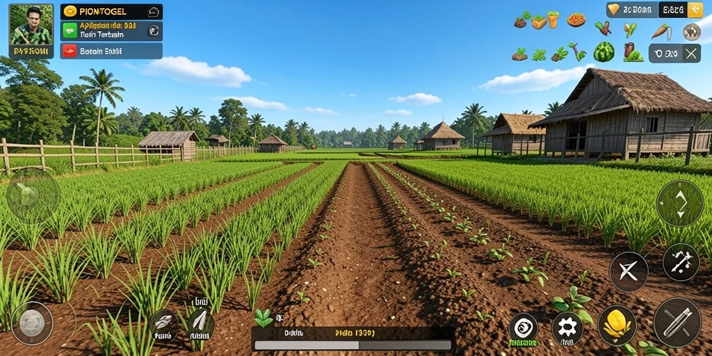 Tampilan gameplay menarik PIONTOGEL dengan kebun yang indah.