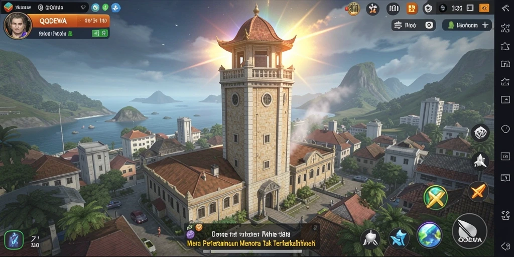 Screenshot gameplay menampilkan pertahanan menara yang strategis dan serangan musuh.