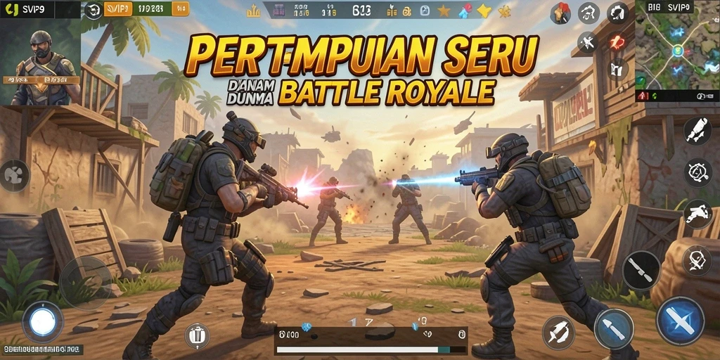 Screenshot gameplay SVIP9 yang menunjukkan aksi Battle Royale yang mendebarkan.