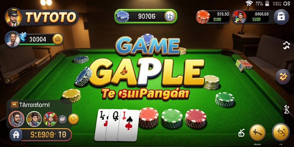Tampilan gameplay Gaple seru dengan desain yang menarik.