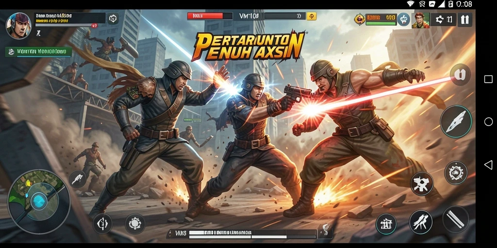 Tampilan utama gameplay VM108 dengan aksi pertarungan yang seru.